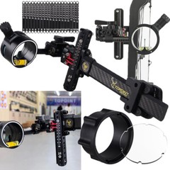 Archery CompoundBow Sight 1 Pin 6″ Carbon Fiber Extension Bar 4X 6X 8X Lens Hunt
