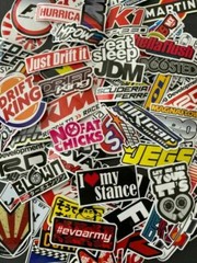 100Pcs JDM Brand Logo Themed Waterproof Stickers Pack Car Motorcycle Racing Moto