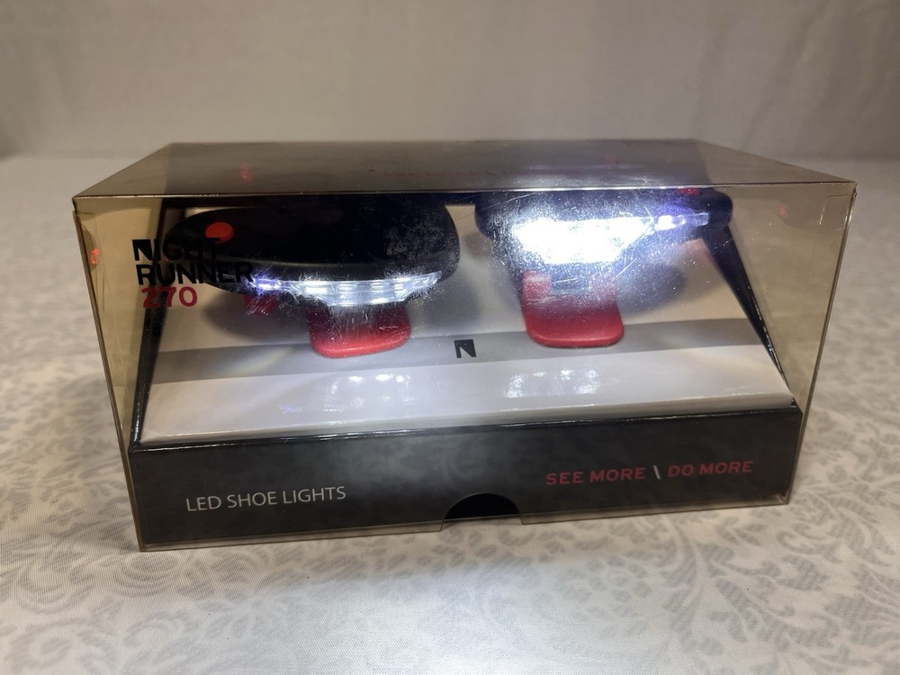 Night Runner 270 LED Shoe Lights Red Black Rechargeable Water Resistant Running