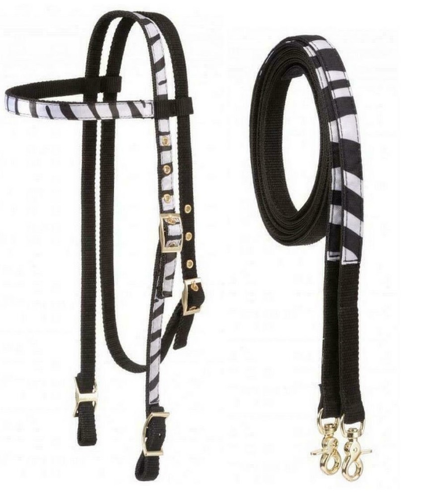 Tough 1 Fun Print Zebra Horse Sized Headstall and Reins 42-9970
