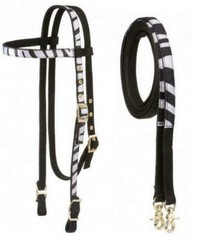 Tough 1 Fun Print Zebra Horse Sized Headstall and Reins 42-9970