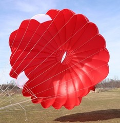 23ft steerable round reserve parachute canopy – red – MINT