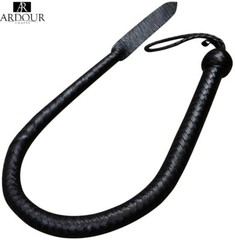 Genuine Black Leather Whip Cow Hide Leather Bull Whip 3 Feet Long 16 Plaits