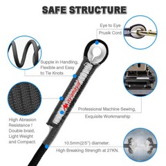 27KN Prusik Cord Pre-Sewn Loop Fr Climbing Arborist Rescue Mountaineering Rope