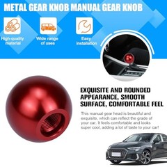 Osilly Car Round Ball Gear Shift Knob, Aluminum Alloy Vehicle Lever Shifter Red