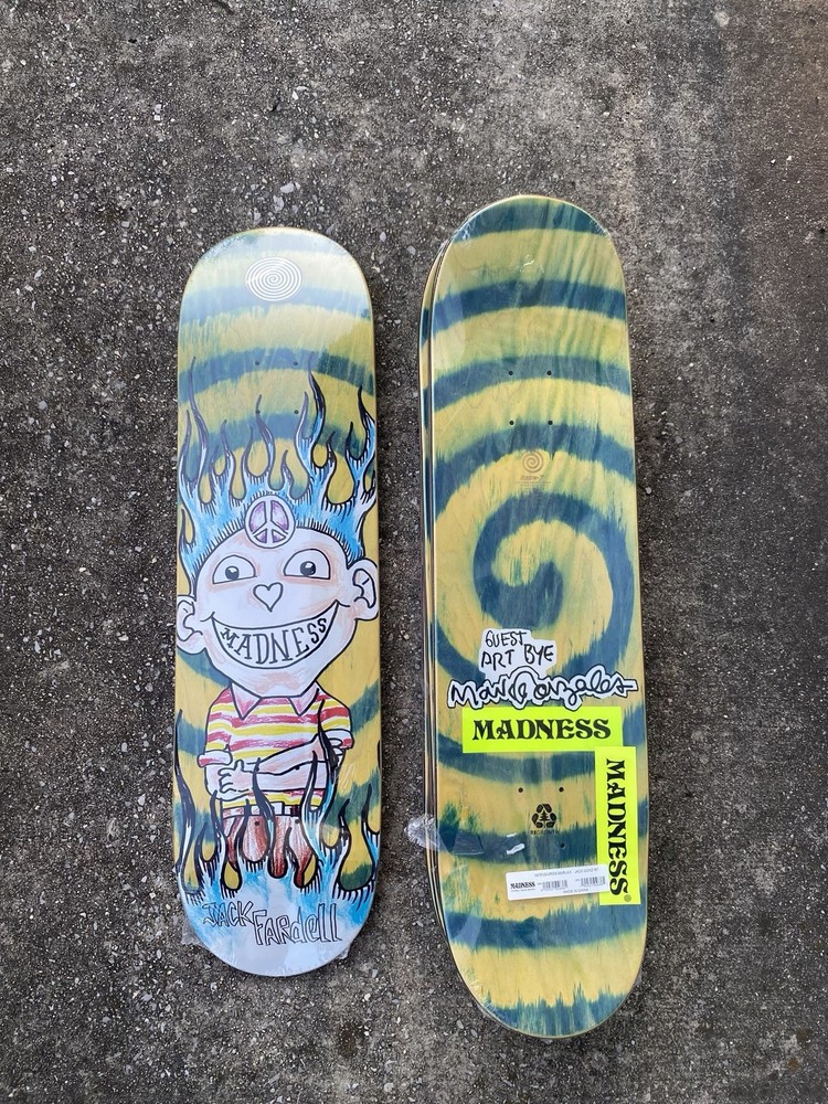 Madness Skateboards Jack Fardell Green Swirl Mark Gonz Gonzales Artwork 8.5″