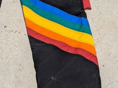 Vintage Flite Suit Skydiving Jumpsuit Rainbow Stripes Black (US)