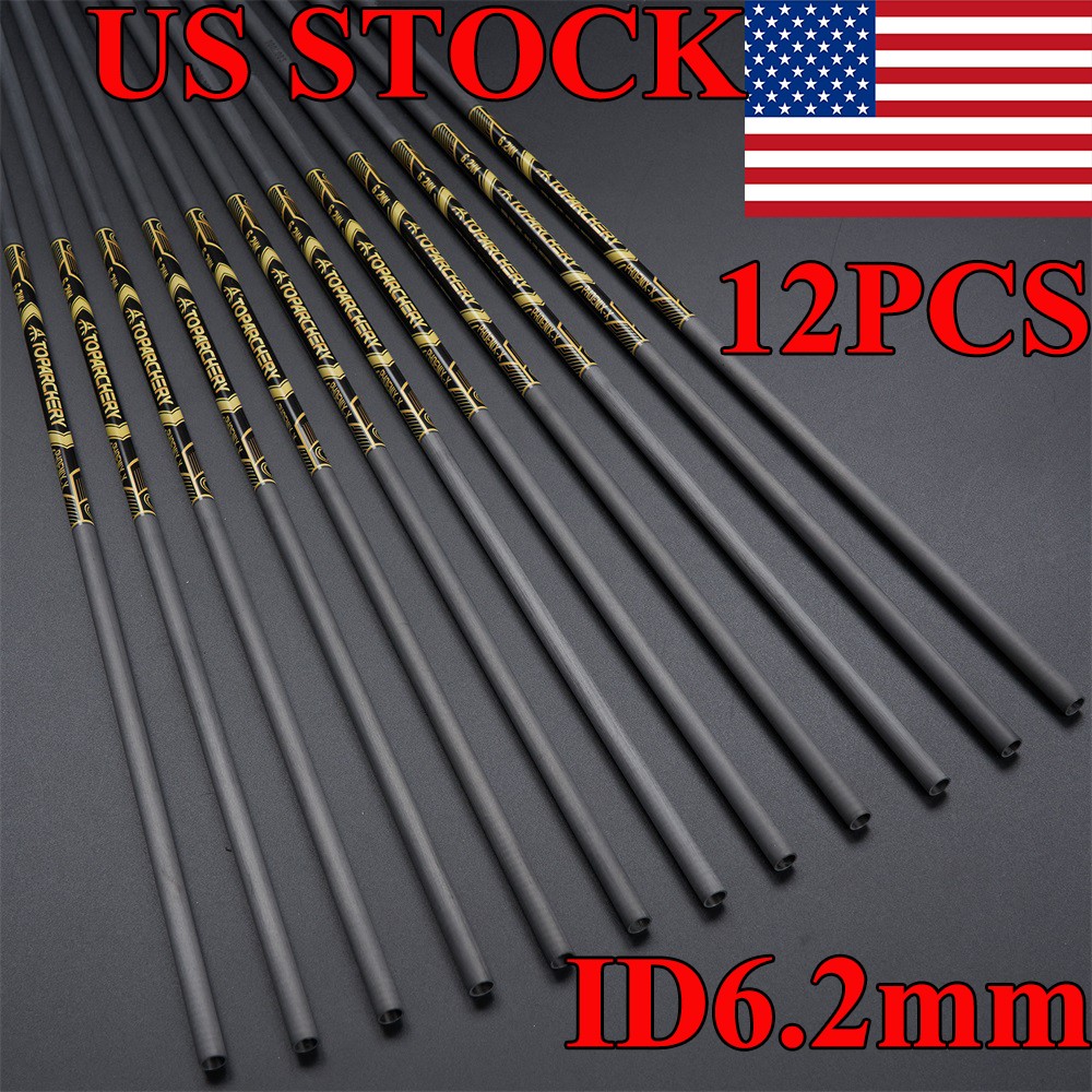 33» Pure Carbon Arrow Shaft DIY Straightness .003 ID6.2mm Archery Hunting Shoot