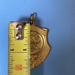 Vtg Gold Tone Archery Archer & Eagle Sagittarius Shield Shaped Medal Charm Italy