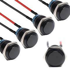 5pcs 16mm Latching Push Button Switch Black Shell with pre 16mm Black Shell