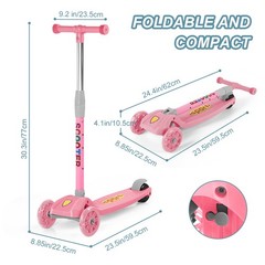Adjustable 4-Level Height 3-Wheel Scooters w/T-bar for Toddler Kids Boys Girls