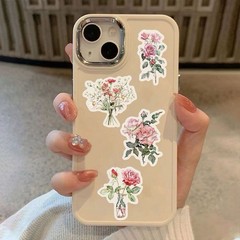 30Pcs Random PET Transparent Rose Flower Valentine’s Day Waterproof Stickers