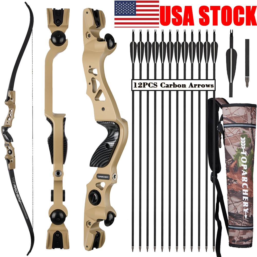 62″ ILF Takedown Recurve Bow 25-60lbs Archery Hunting Carbon Arrows Shooting RH