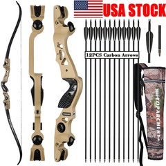 62″ ILF Takedown Recurve Bow 25-60lbs Archery Hunting Carbon Arrows Shooting RH