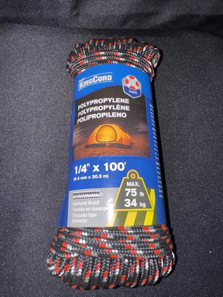 KingCord Polypropylene Rope 1/4 Inch x 100 Foot Floating Rope