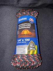 KingCord Polypropylene Rope 1/4 Inch x 100 Foot Floating Rope