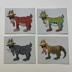 Goat USA Lot Of 4 Stickers: Iguana, Orangutan, Rhino, Tree Frog with HOLO RARE