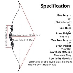 Archery 25-60lbs ILF Bow 19″ ILF Riser Takedown Recurve Bow Hunting Competition