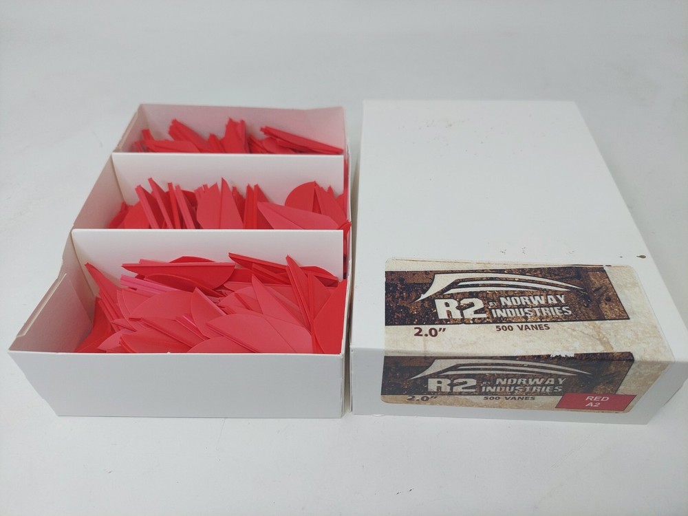 2.0″ Red Raptor II R2 Vanes By Norway Industries: Bulk Package Of 500 Count