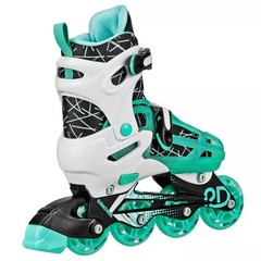 ROLLER DERBY PRODIGY KIDS ADJUSTABLE INLINE-QUAD COMBO SKATES – WHITE/MINT GREEN