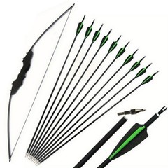 51″ 30/40Lbs Traditional Bow with 12Pcs 30″ Carbon Arrows for Training Practice