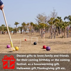 8Players Croquet Set with 32In Regulation|28In Standard Size Rubber Wood Mallets