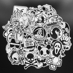 100x Black White Stickers Skateboard Graffiti Laptop Luggage Car Decals Mix Lot