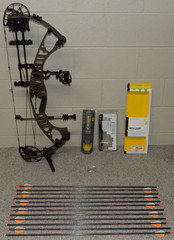 Loaded LEFT Handed Hoyt VTM 34 Bow Package- 55 to 65 lb – 26 to 31″ DL =Buckskin