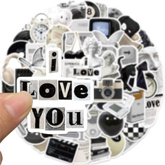 Aesthetic Stickers Black and White Sticker Pack 60PCS, Y2K Sticker for Laptop De