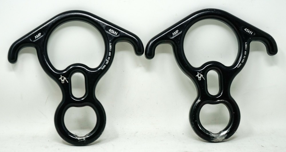 Lot of [2] AMP Kura Figure 8 Descenders with Ears (Aluminum) Black