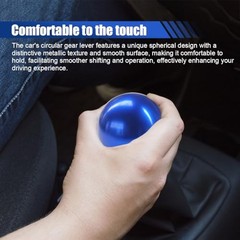 Car Round Ball Gear Shift Knob, Aluminum Alloy Gear Shift Stick Head for Blue