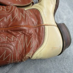 Tony Lama 6214 Western Boots Mens 8 D Cowboy Brown Lizard Snip Toe Vamp USA Made