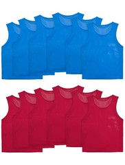 VOGRYE Pinnies Set of 12/24 Scrimmage Vests, Child/6-10 Years, 6-red + 6-blue