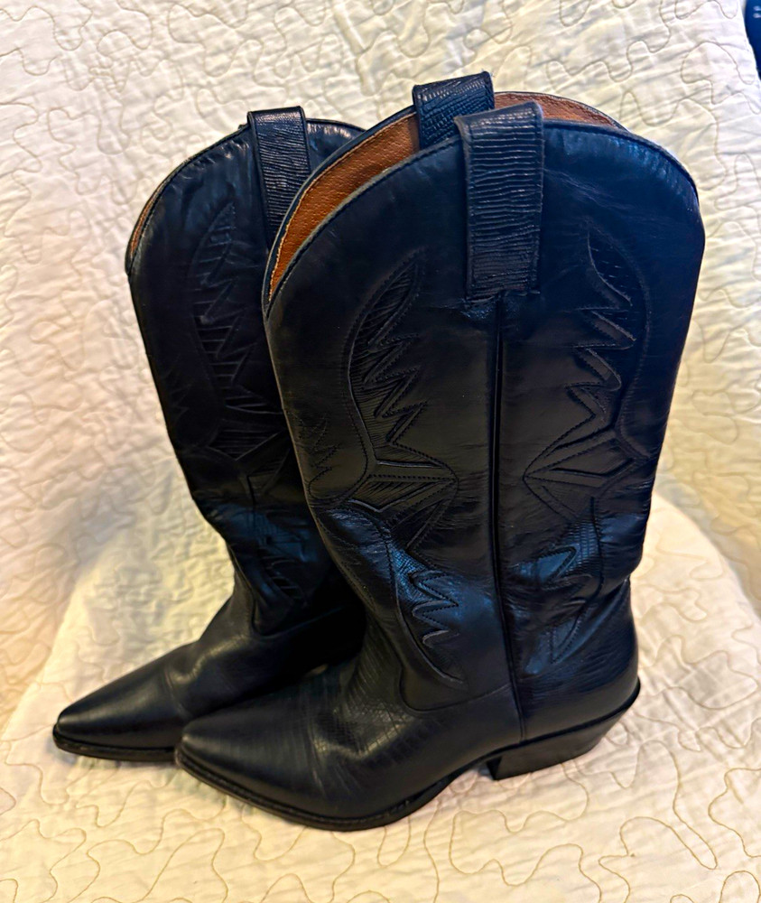 Trennis Women’s Black Leather Western Cowboy Boots Made in Brazil US 7M