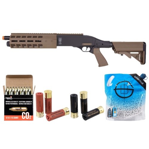 Elite Force CO2 Tri-Shot Shotgun – Shell/CO2Gas Combo – Tan/Black