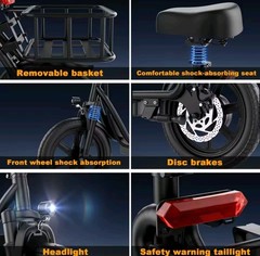 48V 10.5Ah Seated Electric Scooter 500W Folding Removable Battery Black