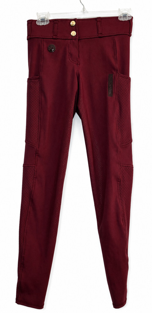 Felix Buhler Full Seat Grip Riding Tights Breeches S US 24 Burgundy NEW Dressage