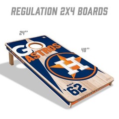 Astros Cornhole Boards Houston 2×4 Regulation Foldable Legs Resin Bags