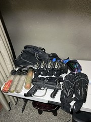 Tippmann Model 98 Custom Paintball Gun + Bag, Paint, Accessories, Pads Etc