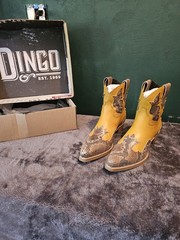 Dingo Boots Yellow Snakeskin Western Equestrian Boots Snake Print Cowboy Boots