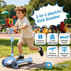 Commugo Electric Scooter Kids Light-Up Wheels Lean-to-Steer 5 mph 3-12 Years