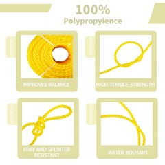 1/4 INCH 100 FT Yellow Poly Twisted Rope