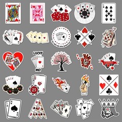 50Pcs Random Classic Card Suites Poker Cartoon Game Room Waterproof Stickers