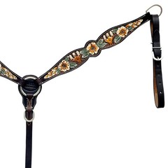 Western Headstall and Breast Collar Set HILASON Tooled Leather Horse Bridle Tack