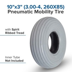 10″x3″ (3.00-4, 260X85) Pneumatic Mobility Tire with Spirit Ribbed Tread (Primo)