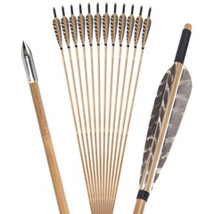12X 33» Bamboo Arrows 5″Natural Feather Archery Longbow Arrowheads Hunting