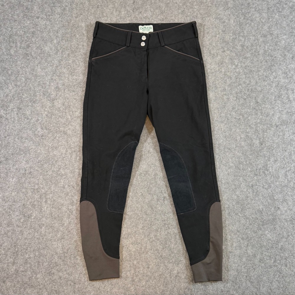 Dover Saddlery Black Wellesley Classic Piped Knee Patch Breech Women’s Size 26