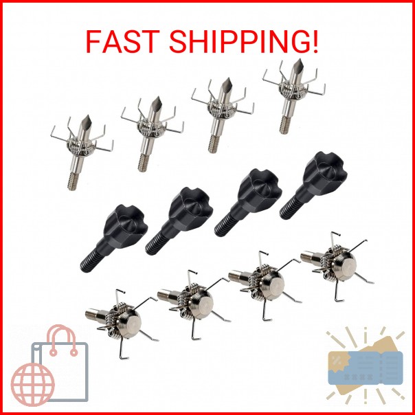 KURUGEILI 12PK 100 Grain Small Game Broadheads Judo Points & Hammer Mixed Set wi