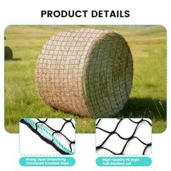 Round Bale Hay Net for Horses Slow Feed 5×5 Ft with Gloves and Repair Tool