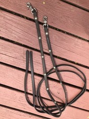 VINTAGE WESTERN LEATHER ALPACA SILVER QUALITY CONCHOS SPLIT REINS